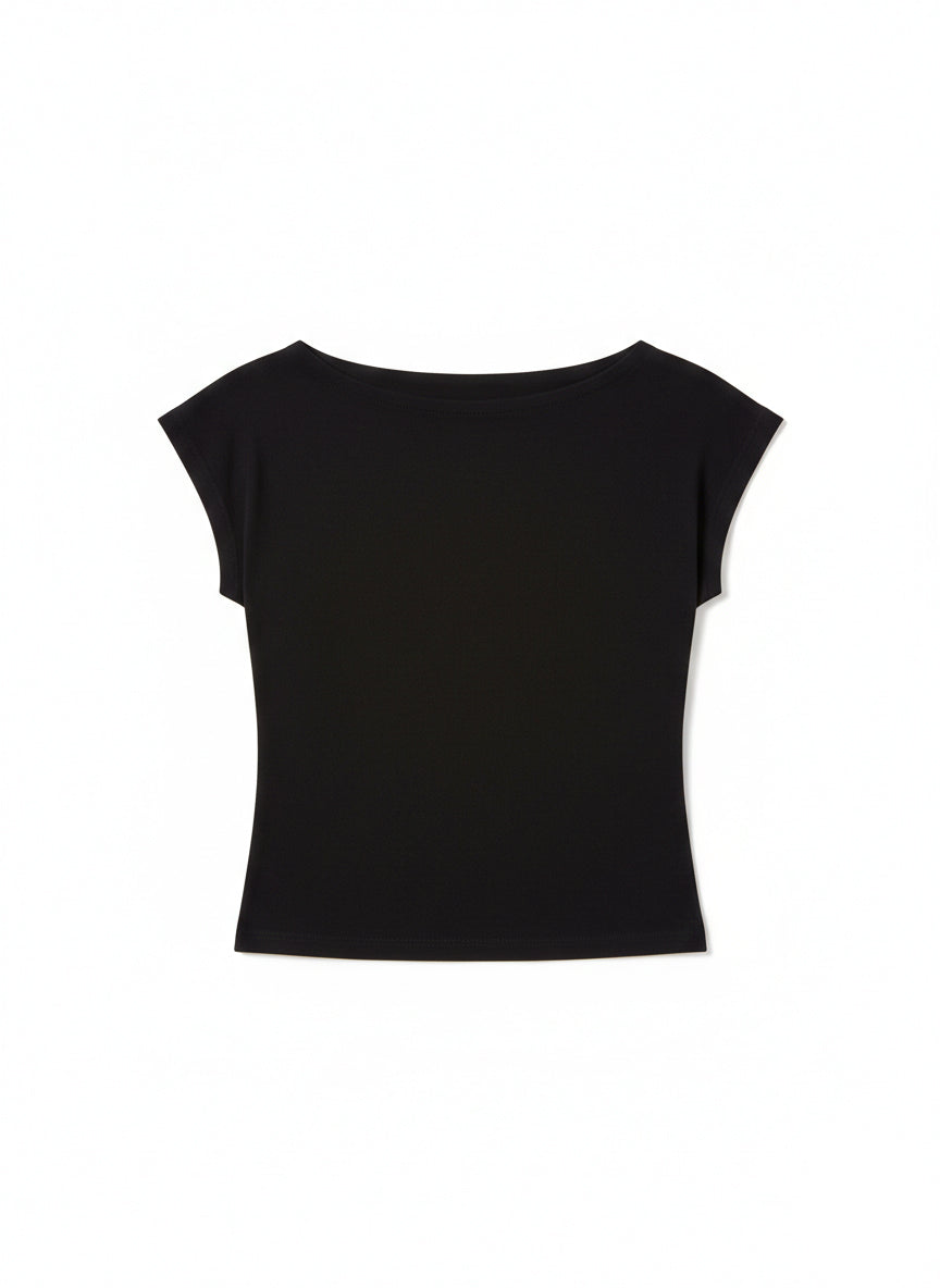 Black Backless Crop T-Shirt