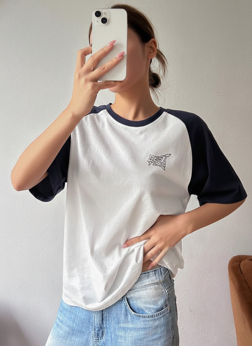 Raglan Printed Oversized T-Shirt