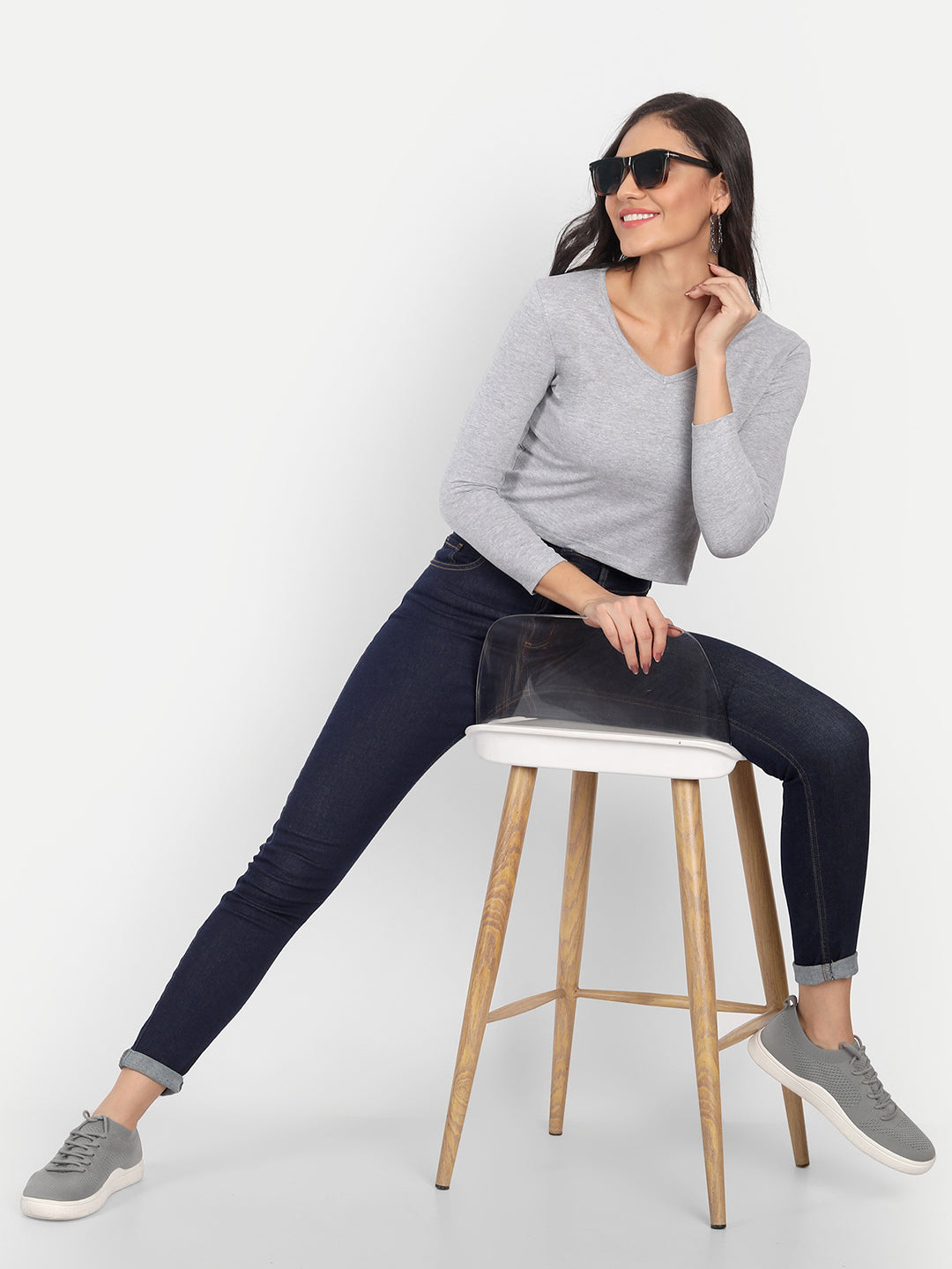 V Neck Crop T-Shirt