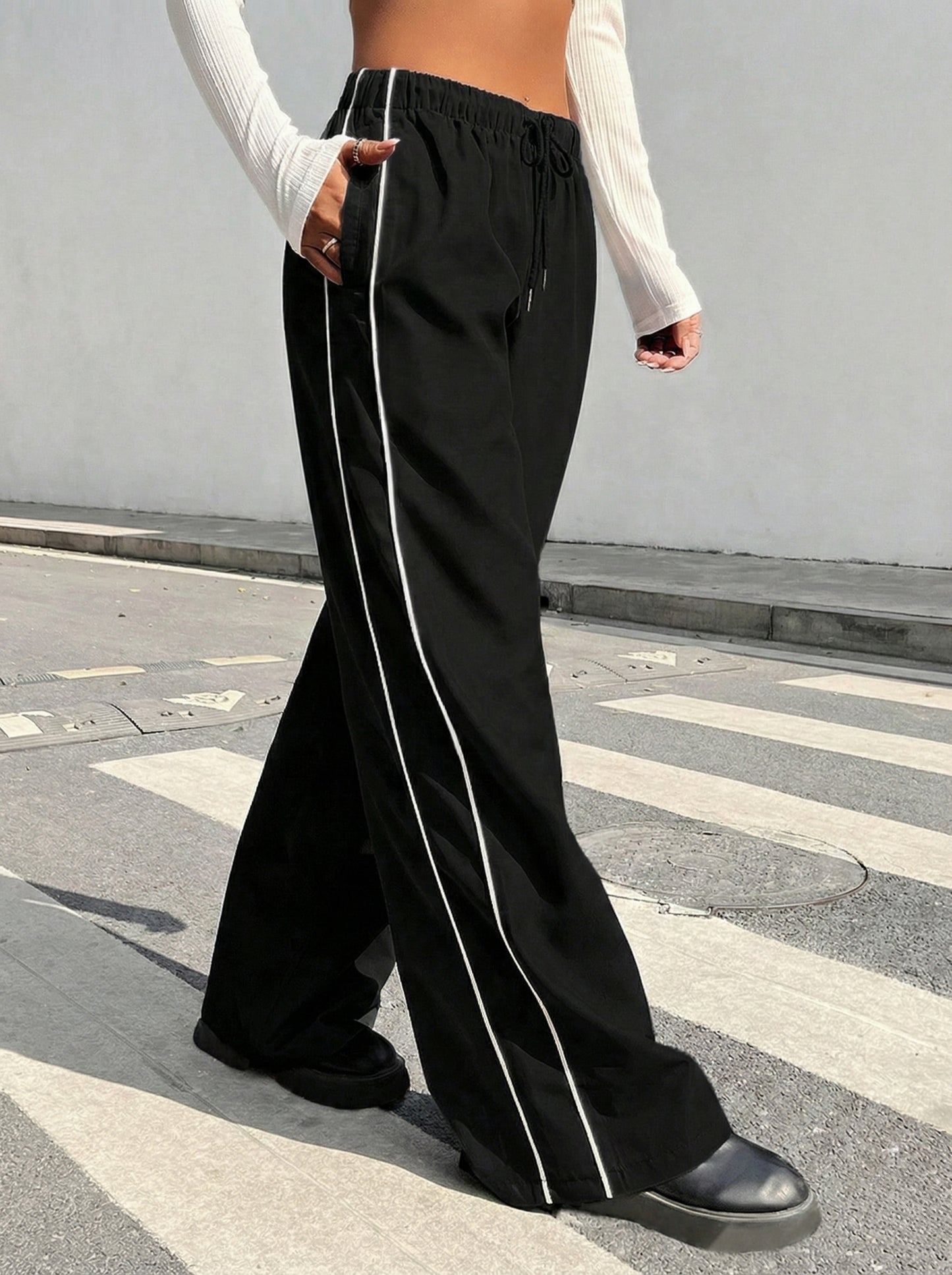 Striped Wide Leg Joggers