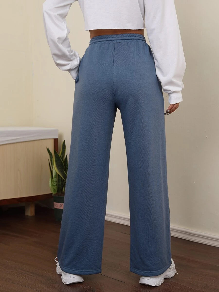 Solid Wide Leg Joggers