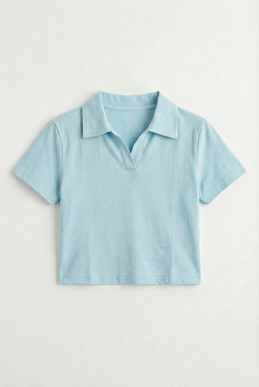 Collar V Placket T-Shirt