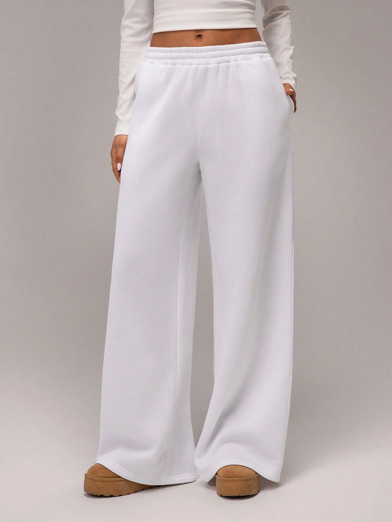 Solid Wide Leg Joggers