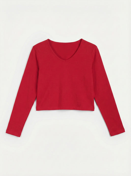 V Neck Crop T-Shirt