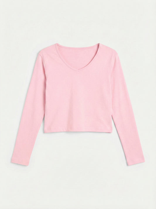 V Neck Crop T-Shirt